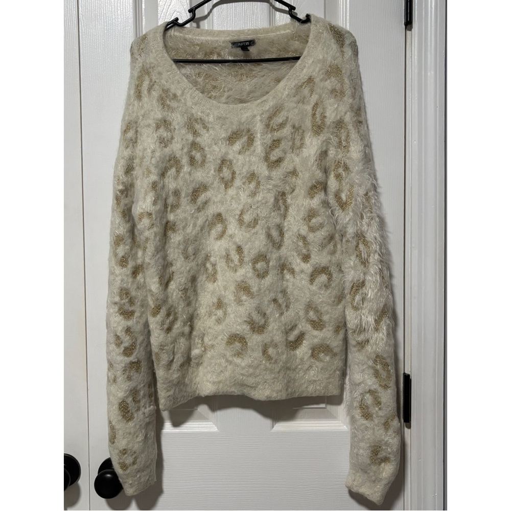 Womens Sweater oversized leopard cheetah long sleeve blouse top winter holiday